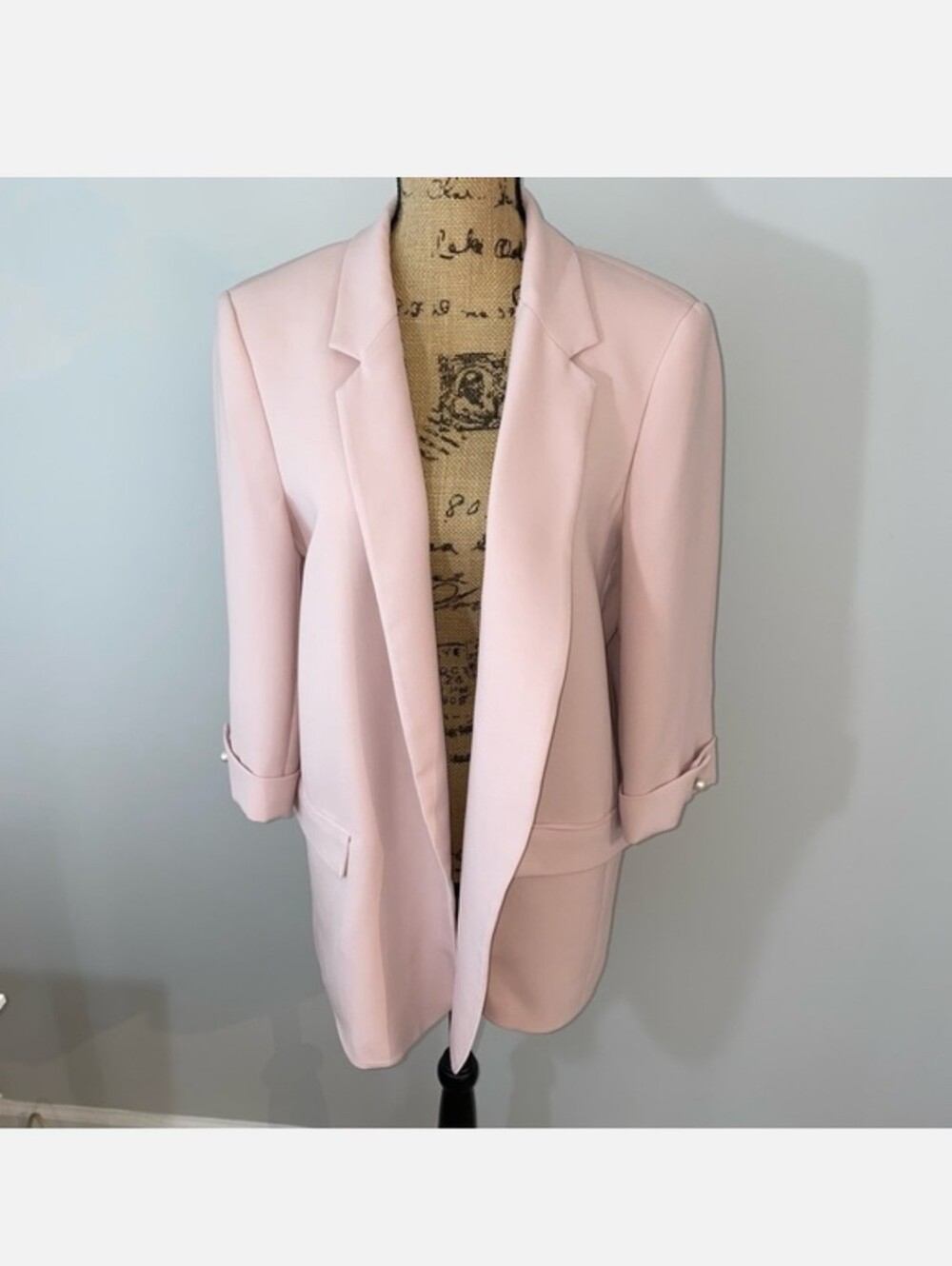 Zara Light Pink Open-Front Blazer